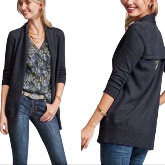 CAbi Victoria Open Front Cut Out Back Navy Cardigan S - Picture 1 of 5